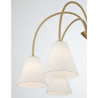 Six Light Chandelier in Natural Brass