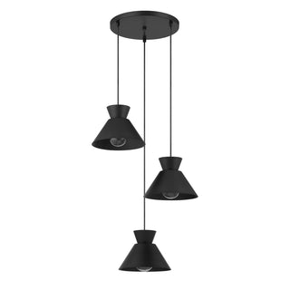 Three Light Chandelier in Matte Black