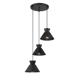 Three Light Chandelier in Matte Black