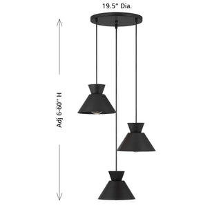 Three Light Chandelier in Matte Black