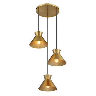 Three Light Chandelier in Natural Brass