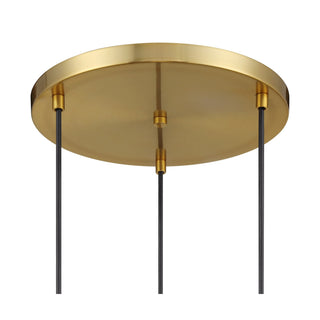 Three Light Chandelier in Natural Brass