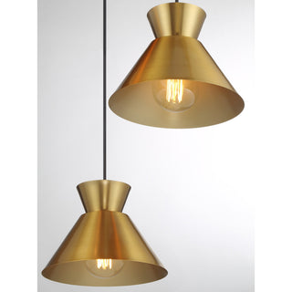 Three Light Chandelier in Natural Brass