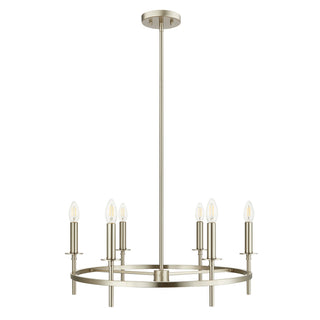 Six Light Chandelier in Brushed Nickel