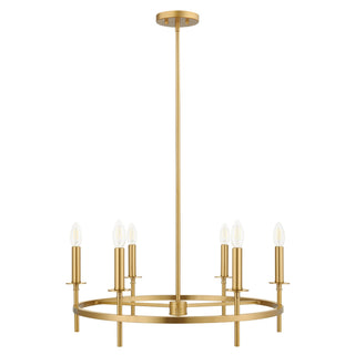 Six Light Chandelier in Natural Brass