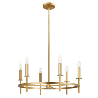 Six Light Chandelier in Natural Brass
