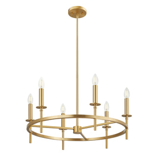 Six Light Chandelier in Natural Brass