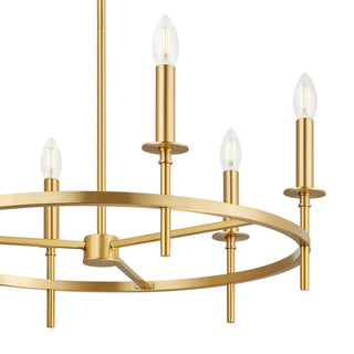 Six Light Chandelier in Natural Brass