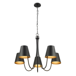 Five Light Chandelier in Matte Black