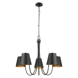 Five Light Chandelier in Matte Black
