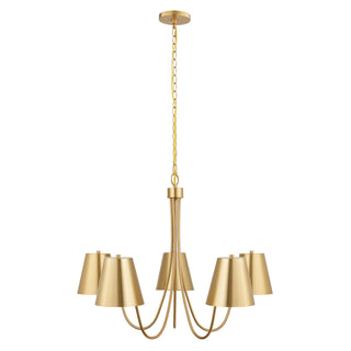 Five Light Chandelier in Natural Brass