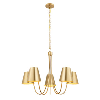 Five Light Chandelier in Natural Brass