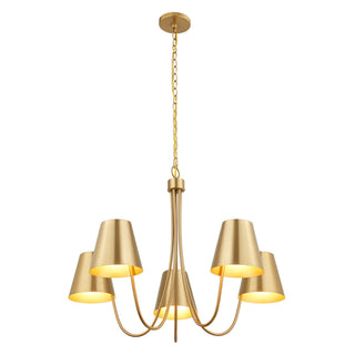 Five Light Chandelier in Natural Brass