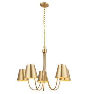 Five Light Chandelier in Natural Brass