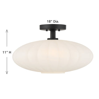 One Light Semi-Flush Mount in Matte Black