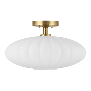One Light Semi-Flush Mount in Natural Brass