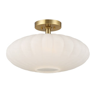 One Light Semi-Flush Mount in Natural Brass