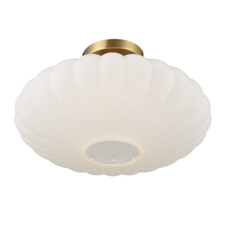 One Light Semi-Flush Mount in Natural Brass