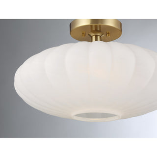 One Light Semi-Flush Mount in Natural Brass