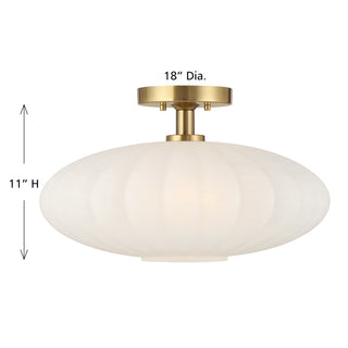 One Light Semi-Flush Mount in Natural Brass