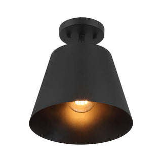 One Light Semi-Flush Mount in Matte Black