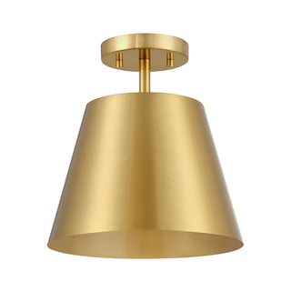 One Light Semi-Flush Mount in Natural Brass
