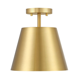 One Light Semi-Flush Mount in Natural Brass
