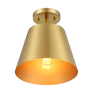 One Light Semi-Flush Mount in Natural Brass