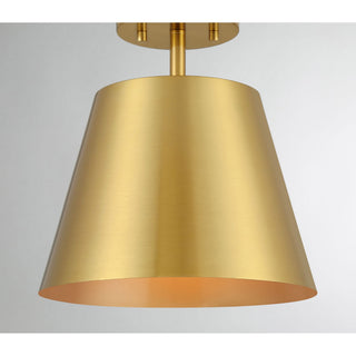 One Light Semi-Flush Mount in Natural Brass