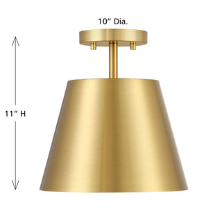 One Light Semi-Flush Mount in Natural Brass