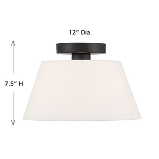 One Light Semi-Flush Mount in Matte Black