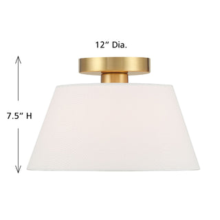 One Light Semi-Flush Mount in Natural Brass