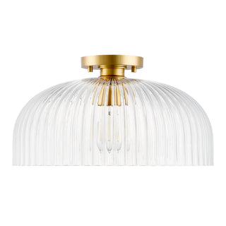 One Light Semi-Flush Mount in Natural Brass