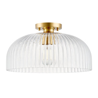 One Light Semi-Flush Mount in Natural Brass