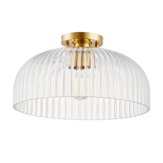 One Light Semi-Flush Mount in Natural Brass