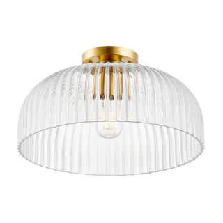 One Light Semi-Flush Mount in Natural Brass