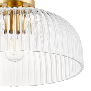 One Light Semi-Flush Mount in Natural Brass