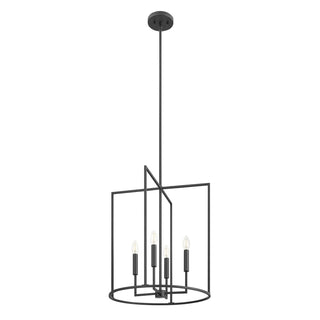 Four Light Pendant in Matte Black