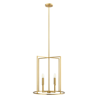 Four Light Pendant in Natural Brass