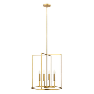 Four Light Pendant in Natural Brass