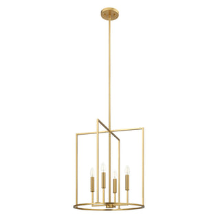 Four Light Pendant in Natural Brass