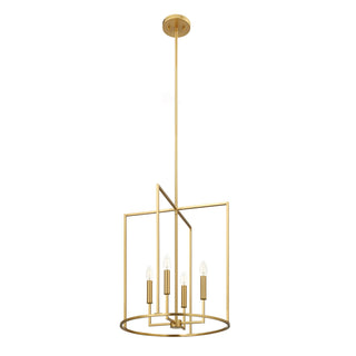 Four Light Pendant in Natural Brass