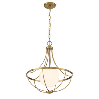 One Light Pendant in Natural Brass
