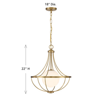 One Light Pendant in Natural Brass