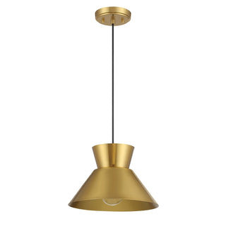 One Light Pendant in Natural Brass