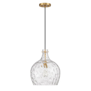 One Light Pendant in Natural Brass