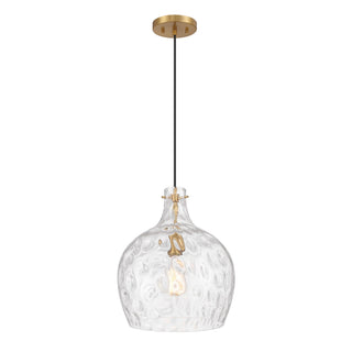 One Light Pendant in Natural Brass