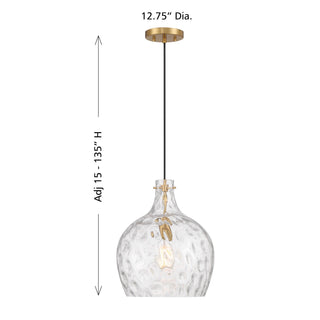 One Light Pendant in Natural Brass