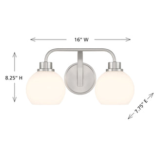 Two Light Bathroom Vanity in Brushed Nickel