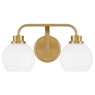 Two Light Bathroom Vanity in Natural Brass